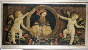 Mandsportræt med putti, ca. 1510-15 (tempera på fyrretræ)